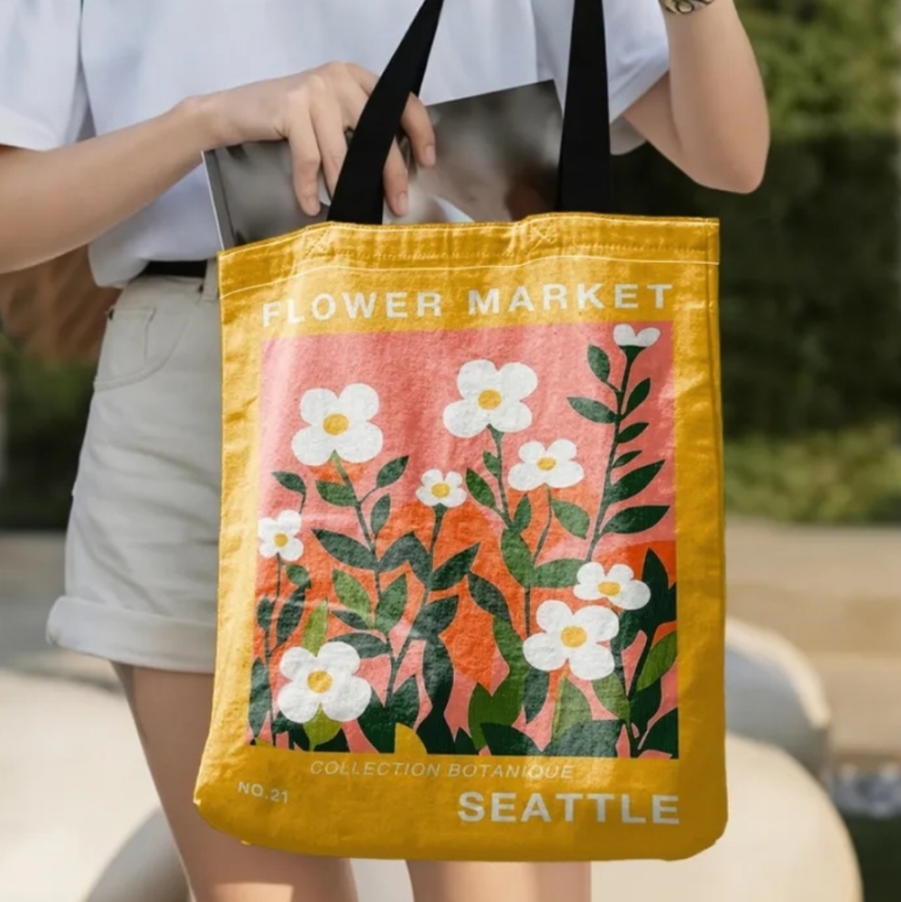 🐎NEW! Seattle Flower Market Canvas Tote Bag